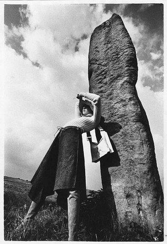 Image from a shoot for British Vogue at Stonehenge, 15th October 1970.Vintage Silver gelatin print, image size 25 × 37 cm | 9.8 × 14.6 inches.Price upon request.