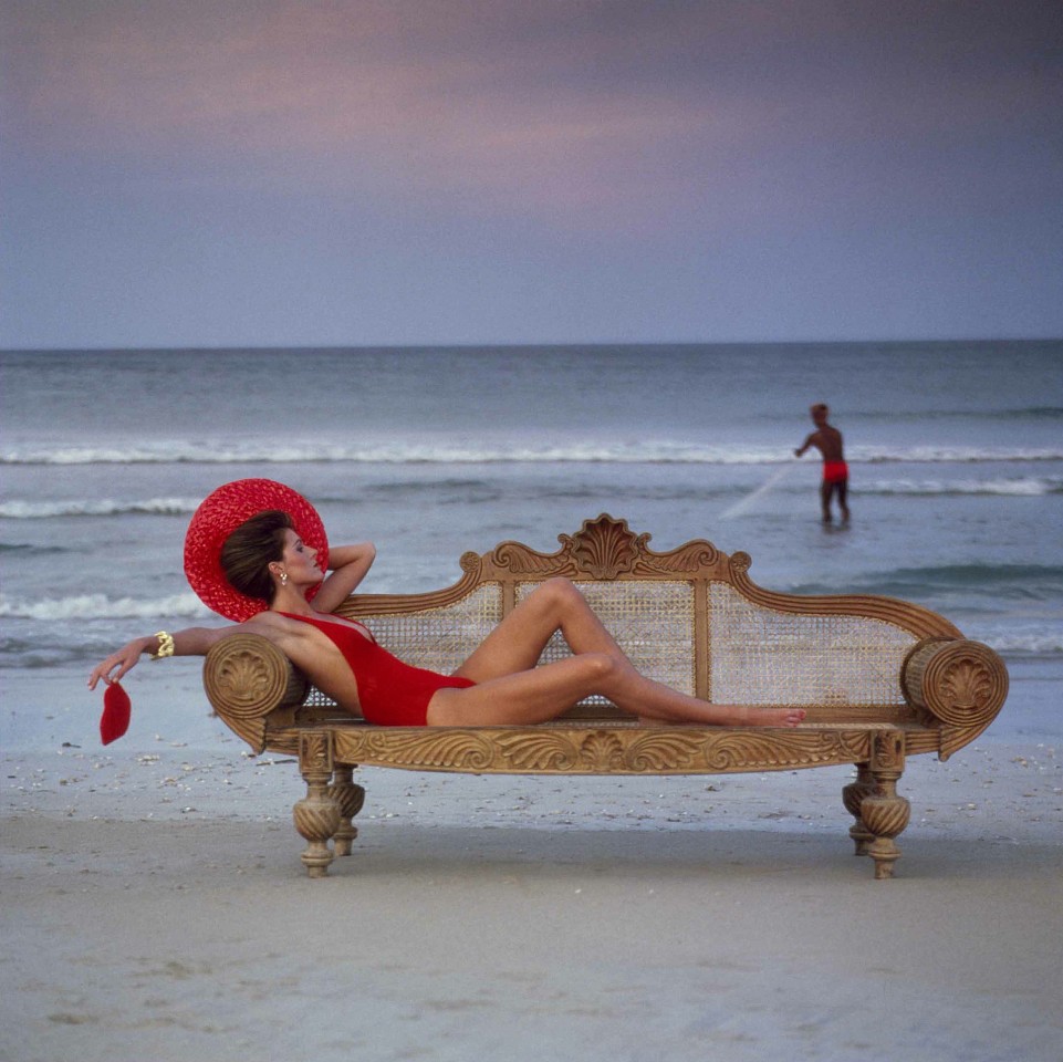 Norman PARKINSON, Pilar Crespi in a Krizia bathing suit, on the coral sands of Trincomalee Sri Lanka
1980, Digital C-type print on Fuji Crystal Archive paper