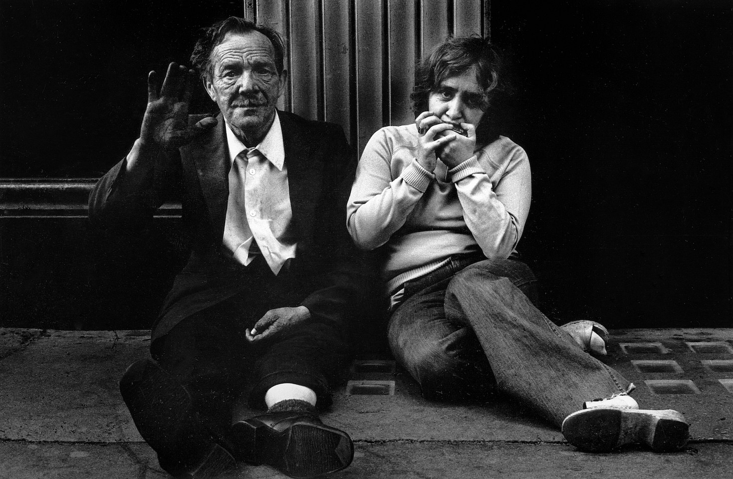 Markéta LUSKACOVA, Man and woman with mouth organ, Leicester Square. From the series 'London Street Musicians'
1978, Silver Bromide Print