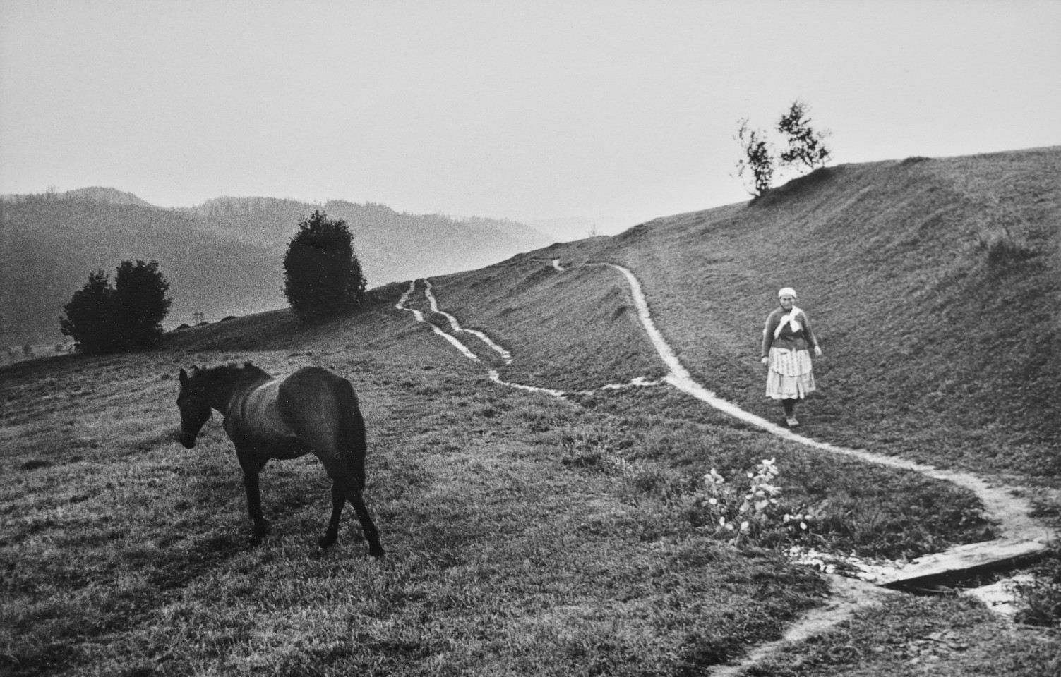 Markéta LUSKACOVA, The Woman and the Horse, SÌŒumiac. From the series SÌŒumiac Mountain Village
1971, Silver Bromide Print