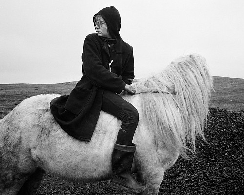 Chris Killip Boo on a horse, 1984 Gelatin silver print 20x24 inches Â©Chris Killip, Courtesy Augusta Edwards Fine Art